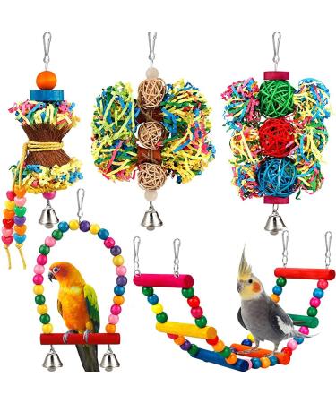 Bird Parakeet Toys Foraging Shredding Toys Parrot Cage Accessories Hanging Toys Bird Swing Bird Ladder for Parrots Lovebird Cockatiel Conure