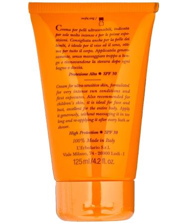 L'Engolario High Protection Sunscreen for Sensitive Skin - SPF 30 Water Resistant with Carrot Sesame & Shea Butter - 125 ml - Ideal for Children - Buy Online on SooperMarket.com
