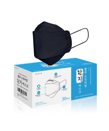 Bella Premium Hanji Mask [Made in Korea | Disposable Mask] PCS: 30, 50, 100 | 3 Colors: WHITE, BEIGE, PINK | PFE = 97% (30pcs Black) 30 Count (Pack of 1) 30pcs Black
