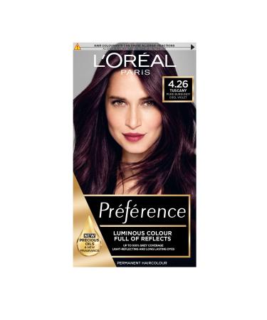 L'Oreal Paris Preference Hair Dye Long Lasting Luminous Permanent Hair Colour 4.26 Tuscany TUSCANY 4.26
