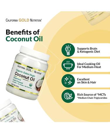 California Gold Nutrition Organic Extra Virgin Coconut Oil 16 fl oz - Cold Pressed, 2 Pack (473 ml x 2) - Buy Online on SooperMarket.com