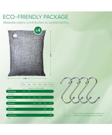 Buy Epodmalx Odor Absorber with Activated Carbon - 4 x 200g Natural Odor Remover for Air Purification | Ideal for Strong Smells - Buy Online on SooperMarket.com
