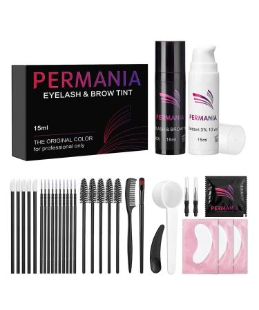 PERMANIA Lash Color Kit  Rich Black Eyelash & Brow Coloring Natural for Eyebrow Color Makeup at Home(Black)