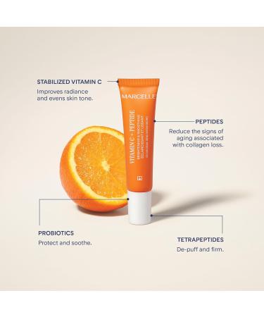 Marcelle Vitamin C + Peptide Brightening & Smoothing Eye Care Cream Vegan Cruelty-Free Hypoallergenic Non-Comedogenic Paraben-Free Fragrance-Free 15 mL - Buy Online on SooperMarket.com