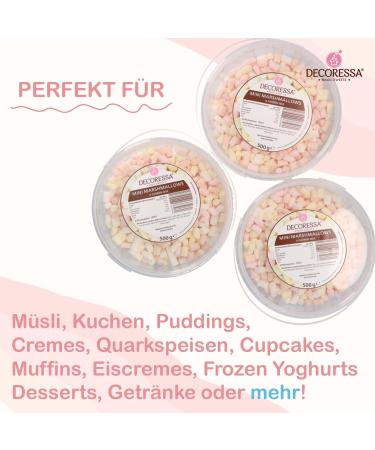 Decoressa Mini Marshmallows 4 Color Mix 500g - Perfect Topping for Ice Cream Pudding & Parties | International Shipping Available - Buy Online on SooperMarket.com