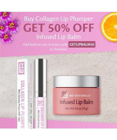 M3 Naturals Collagen Lip Plumper - Natural Lip Enhancer for Fuller Lips | Hydrating Gloss Primer for Soft, Plump Lips - Pink - Buy Online on SooperMarket.com