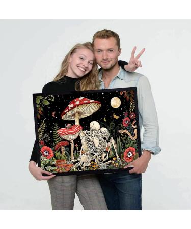 Mushroom Flower Butterfly Skeleton Moon Diamond Painting Kit - 6 Pack DIY 5D Full Drill Diamond Art Set for Adults | Gem Craft and Home Decor - 12x16inch - Buy Online on SooperMarket.com
