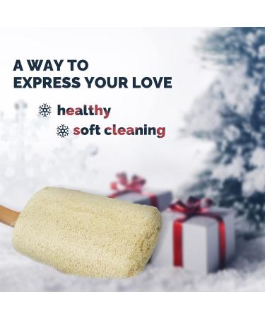 Bleu Bath 2 Pack Exfoliating Loofah Back Brush - 100% Natural Organic Luffa, Long Wooden Handle, for Men, Women, Sensitive Skin - Buy Online on SooperMarket.com