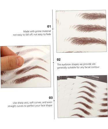 Gogogmee 4 Sheets Waterproof Eyebrow Stickers Eyebrow Tools 4d Artificial Eyebrow Tattoos Cosmetic 6d Hair 21x14.8cm Brown - Buy Online on SooperMarket.com