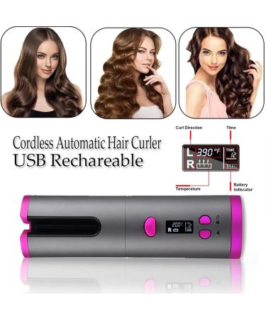 GeRRiT Cordless Automatic Hair Curler Set - Ceramic Wireless Curling Iron Wand Rechargeable & Portable Auto Shut-Off - Perfect for International Shipping - Buy Online on SooperMarket.com