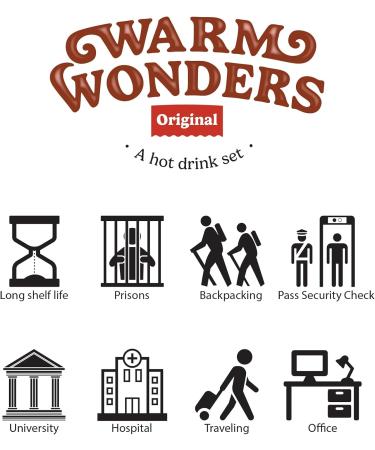 WarmWonders Original - 10 Mugs Hot Drink Set - Coffee and Tea - Includes Assortment of Original Coffee Tea Bags Biscuits Semi Milk Sticks - Airport Security Approved Gift Basket - Buy Online on SooperMarket.com