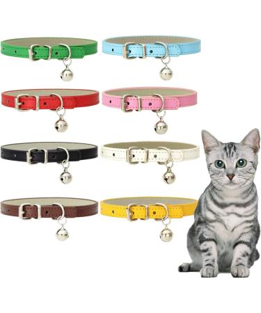 Handmade Leather Cat Neck Straps with Bells - Adjustable Durable 8-Piece Set for Small Pets | Perfect for Indoor & Outdoor Use - Buy Online on SooperMarket.com