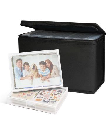 5x7 Photo Storage Boxes Extra Large Capacity, Barhon 8 Inner Photo Cases Hold 1000 Pictures with Lightproof Zipper Cloth Bag, Seed Organizer Containers with Handle (Clear) 5x7 Photos