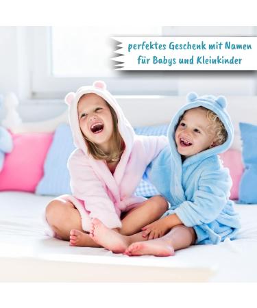 Wolimbo 100% Cotton Baby Bathrobe - Personalized Embroidered Children's Bathrobe with Pink Ringed Bear Design - International Shipping Available - Buy Online on SooperMarket.com