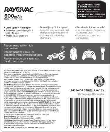 Rayovac AAA Rechargeable Batteries - 4 Count & 8 Count | Long-Lasting Power for All Devices - Buy Online on SooperMarket.com