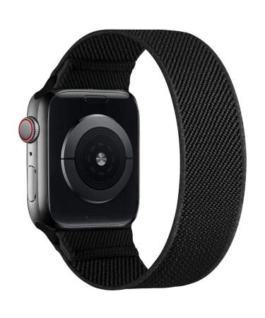 ENJINER Stretchy Nylon Solo Loop Bands Compatible with Apple Watch 38mm 40mm 41mm 42mm 44mm 45mm 49mm Ultra iWatch Series 8 7 6 SE 5 4 3 2 1 Strap, Sport Elastic Braided No Buckles Women Men Wristband Black 38/40/41mm S(wrists 5.43"-6.18"/138-157mm)