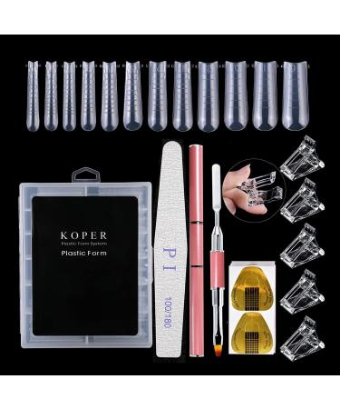 Kalolary Dual Nail Forms Set - 120Pcs Gel Nail Extension Mold Tips Nail Art Stickers Dual-Ended Brush Nail File & Clips for Acrylic Square Extensions - Perfect for Nail Art Enthusiasts - Buy Online on SooperMarket.com