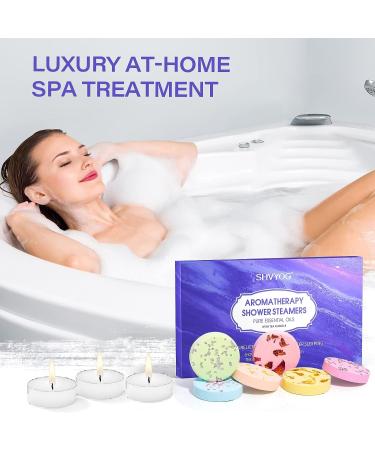6-Piece Essential Oil Shower Steamers & Tea Candle Bath Bombs Set for Women | Pure Essential Oils | Home Spa Gift | Mother's Day Idea - Buy Online on SooperMarket.com