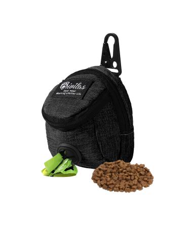 FuninCrea Dog Treat Pouch Bag Dog Treat Bag with Built-in Poop Bag Dispenser Dog Training Treat Pouch for Walking Oxford Cloth Dog Training Bag for Travel Outdoor Training (Black)