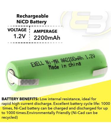 Exell 2-Pack 1.2V AA 2200mAh NiMH Rechargeable Batteries - High Power for Telecom UPS & Smart Grid Use - Buy Online on SooperMarket.com