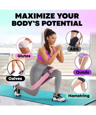 MhIL 5 Resistance Bands Set for Working Out - Best Exercise Bands for Legs, Butt, and Glutes - Stretch Gym Fitness Bands for Men and Women - Home Elastic Loops in Pink, Black, Green, Purple, Grey - Buy Online on SooperMarket.com