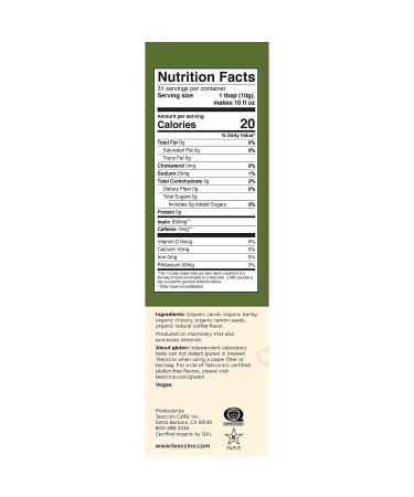 Teeccino French Roast Ground Herbal Coffee 11oz | Caffeine-Free & Prebiotic | Acid-Free Dark Roast - Buy Online on SooperMarket.com