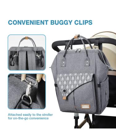 Lekebaby Diaper Backpack - Multifunctional Gray Baby Diaper Bag with Organizer & Changing Pad - Large Capacity Travel Bag for Parents - Buy Online on SooperMarket.com