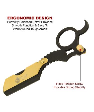 Krisp Shave Professional Classic Straight Edge Barber Razor for Close Shaving - Salon Quality Men's Beard Shavette with 10 Blades - Buy Online on SooperMarket.com
