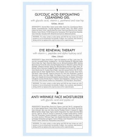 Anti-Aging Skin Care Kits for Her & Him | Glycolic Acid Cleanser Moisturizer & Eye Cream Set - Buy Online on SooperMarket.com