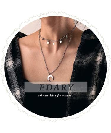 Shop Edary Layered Necklace with Moon Pendant & Tassel - Women s Fashion Jewelry for Global Shipping - Buy Online on SooperMarket.com