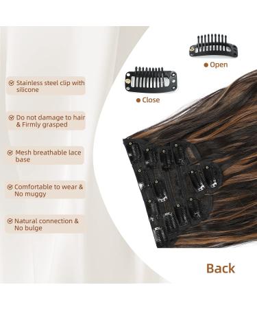 Fliace Clip in Hair Extensions 20 6pcs Dark Brown Balayage Highlights - Natural Blend Hairpieces - Buy Online on SooperMarket.com