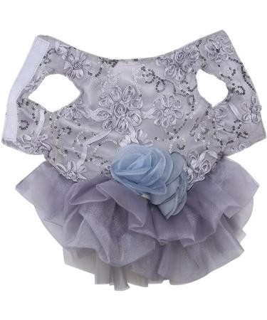 Elegant Gray Sequin Dog Dress - Small Pet Tutu Costume for Weddings & Special Occasions - Buy Online on SooperMarket.com