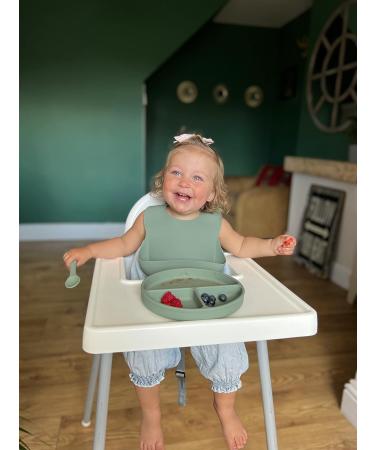 RYLOOBABY 6-Piece Baby Feeding Set with Suction Plate, Bib, Cup, Spoon & Fork - Sage | Non-BPA Food Grade Silicone - Buy Online on SooperMarket.com