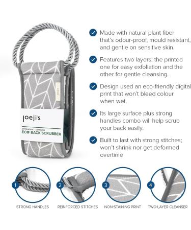 Joeji's Kitchen Eco-Friendly Back Scrubber for Shower - Natural Plant Fibre Vegan Exfoliating Loofah Strap - Double Sided Bath Scrub with Handle - Buy Online on SooperMarket.com