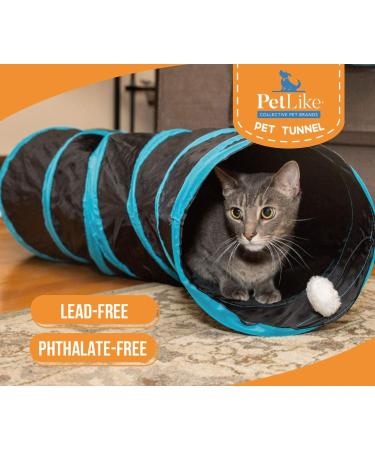 PetLike S-Way Cat Tunnel: Collapsible Interactive Hideaway Toy with Ball - Black - Buy Online on SooperMarket.com
