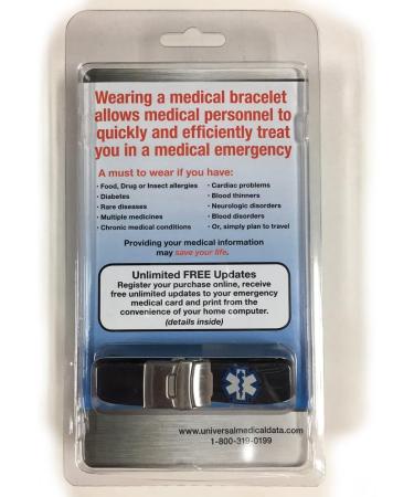 Sport Medical Alert Bracelet - Black. Pre-engraved "DIABETES TYPE 1 INSULIN PUMP". Save 30% - Close Out Pricing! - Buy Online on SooperMarket.com