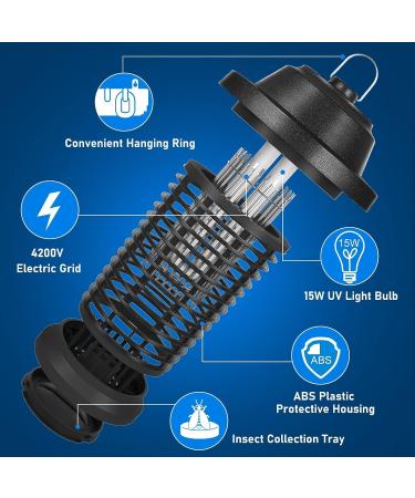 Horyii Bug Zapper Outdoor - Mosquito & Fly Killer for Backyard Patio - Indoor & Outdoor Mosquito Zapper - Black - Buy Online on SooperMarket.com