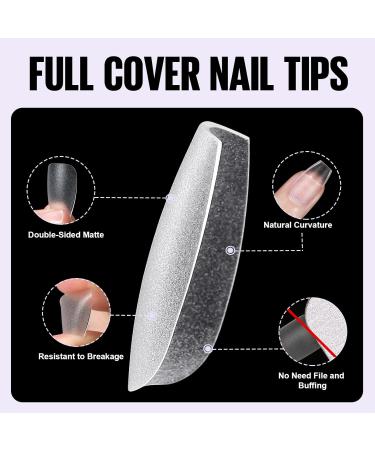 Shop Tomicca 8-in-1 Nail Tips & Glue Gel Kit | 240 PCS Soft Gel Full Cover Extensions with UV Lamp - Perfect Ballerina Shape - Buy Online on SooperMarket.com