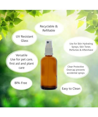 Buy 5 x 100ml Brown Glass Spray Bottles with Pump Atomizer & Protective Cap - Ideal for Essential Oils & DIY Projects | International Shipping Available - Buy Online on SooperMarket.com