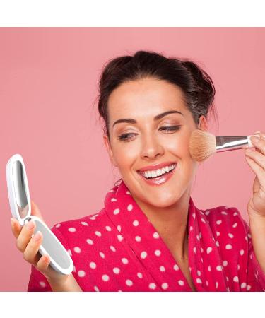 Magnifying Mirror with Light  Funtopia 1X/10X Magnification Compact Mirror  Dimmable Double Sided LED Lighted Travel Makeup Mirror  Portable for Handbag and Pocket  3.9 inch  USB Charging (White 1.white - Buy Online on SooperMarket.com