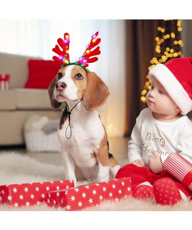 Pedgot 3 Pieces Light up Pet Christmas Headbands LED Pet Xmas Reindeer Antler Headbands for Christmas Holiday Supplies Accessory - Buy Online on SooperMarket.com