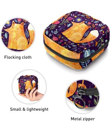 Watercolor Fox Sanitary Napkin Storage Bag - Portable Menstrual Cup Pouch for Women - Multi-colored Design - 1Pc - Buy Online on SooperMarket.com