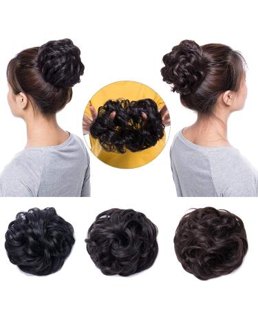 Updo Hairpiece Scrunchy Scrunchie Hair Bun 35g Ribbon Ponytail Extensions Wavy Curly Messy Donut Chignons Hair Piece Dark Brown 35 g Dark Brown