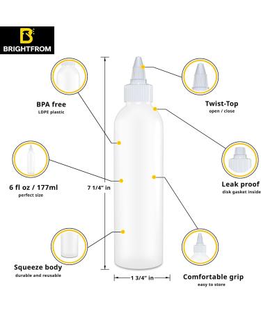 Brightfrom Rotating Clasp Applicator Bottles - 170ml Refillable White Plastic Multi-purpose Squeeze Bottles (2 Pack) - Ideal for Easy Use & Storage - Buy Online on SooperMarket.com