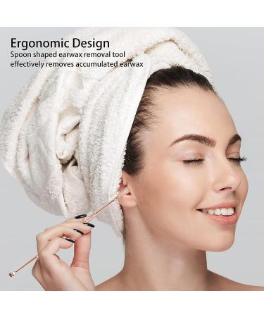 Stainless Steel Double Head Earwax Removal Spoon - Ergonomic Design with Spiral Spring Handle (Rose Gold) - Buy Online on SooperMarket.com