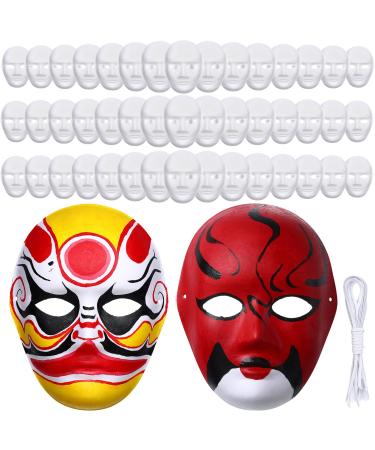 Aoriher 50 Pcs Paper Mache Mask DIY Full Face Masks White Craft Masks for Men Mask to Decorate Pulp Blank Paintable Mask Costume Craft Mask Bulk for Mardi Gras Masquerade Art Cosplay Dance Party
