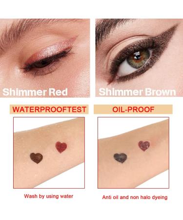 2Pcs Glitter Liquid Eyeliner Pen Set in Dark Red & Brown | Waterproof, Smudge Proof, Long Lasting | Metallic Satin Finish, High Pigmentation | Colorful Sparkle Eye Liner - 2 Count - Buy Online on SooperMarket.com