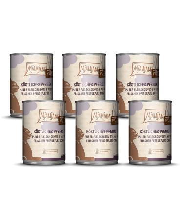 Mjamjam - Premium wet food for cats - pure meat enjoyment - pure delicious horse 6 -pack (6 x 400 g) grain free with extra meat horse 400 g (6 -pack)