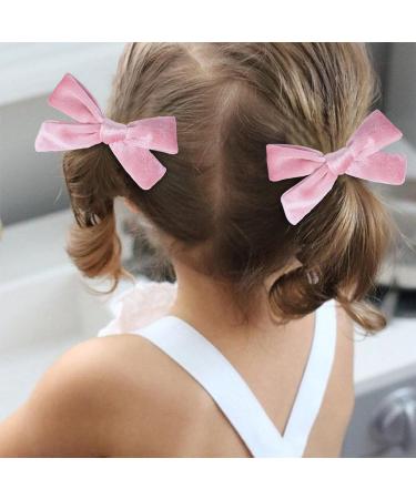 4Pcs Velvet Bow Hair Clips for Girls and Women - Pink White Christmas Hair Accessories - Buy Online on SooperMarket.com