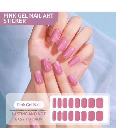 Beautfave Semi Cured Gel Nail Strips White 16Pcs - Waterproof Nail Wraps with Nail File - Pink Gel Nail Art Stickers - Buy Online on SooperMarket.com